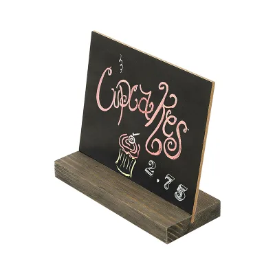 Rustic Chalk Board Sign With Wood Stand for Wedding Decorations Wooden Business Card Holder Stand