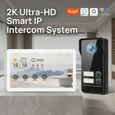 Hiwink 2K IP Intercom System Waterproof Aluminum Video Doorphone IPS Touch Screen Intercomunicador for Luxury Villa Project
