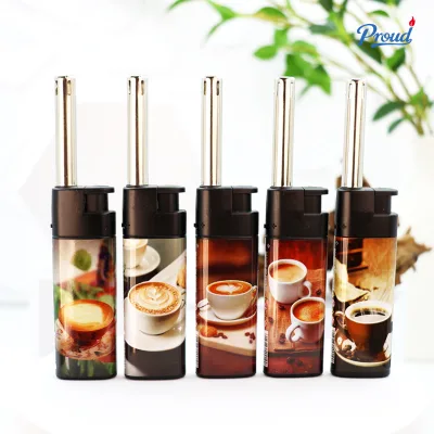 Refillable Adjustable Flame Butane Electronic Lighter for Outdoor Camping Grilling Fireplace Kitchen Picnic Long Lasting
