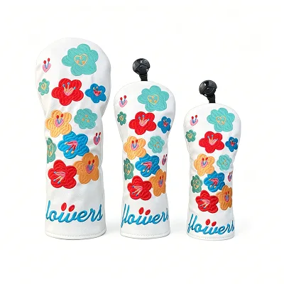 Universal Accessories New Customizable Design Golf Wood Club Polyester Waterproof Embroidered Flower Protective Head Covers