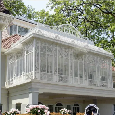 Yongsheng Classical Victorian Cozy Lean-to Conservatory Glass Greenhouse Winter Garden for Space and Sunbathe and Planting