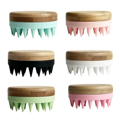 Detangle Scalp Massager Hair Brush with Paddle Cushion & Vent Features Silicone Brush Material Wood Handle