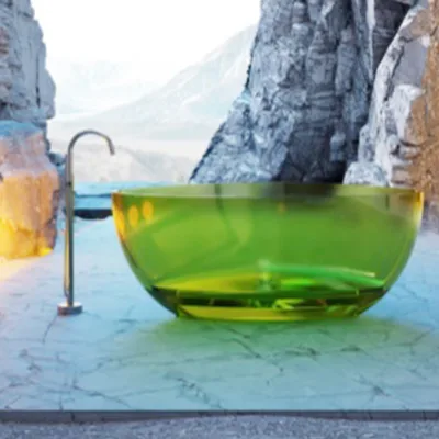 Modern Transparent Green Irregular Triangular Design Bathtub Suitable for Transparent Resin Soaking Bathtub in Resort Hotels