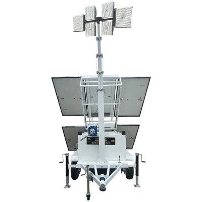 Factory Direct Sales of Solar Powered Trailer Style Hand Operated Lifting Mobile Lighting Monitoring Lighthouses