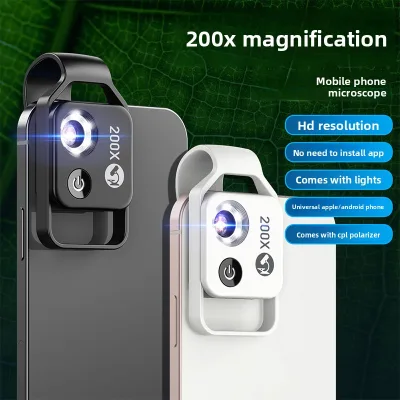 For Phone Microscope Lens 200x Magnification Manual Focus Children Science Exploration Outdoor HD Magnifier for Biology