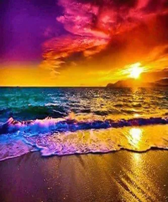 5D Diamond Painting Beach Art for Adult,Sunset on Sea Beads Drills Cross Stitch Embroidery Diamond Paintings Kits,DIY Gem Arts