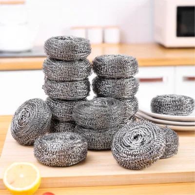 Fast Shipping Eco-Friendly Sustainable High Water Absorption 100g Stainless Steel Metal Kitchen Scrubber Scourer Cleaning Ball