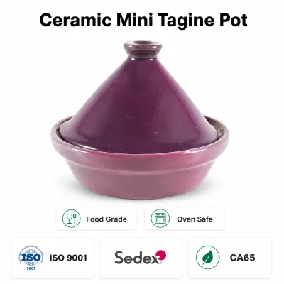 Mini Modern Eco-Friendly Tagine Pot Ceramic Stoneware with Lid Colorful Moroccan Cooking Pot Oven Safe Custom Logo OEM Available