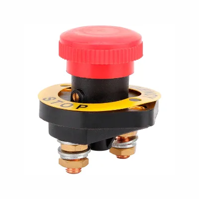 AUTOMOTIVE & MARINE BATTERY CUT OFF SWITCHES with a Removable Yellow "EMERGENCY STOP"