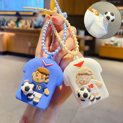 HECION Silicone Soccer Jersey Squishy Keychain Stress Relief Fidget Toy Bag Charm Car Key Holder Pendant Sports Souvenir Gift