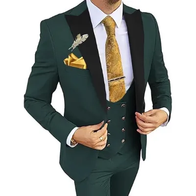 Mens Formal Suit Set Slim-Fit Single Breasted Color Blocked Nylon Polyamide Latest Design for Weddings Business Suit