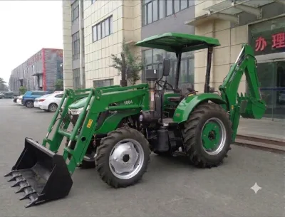 Hot Sale EPA CE Certified 100hp Farm Tractor 4WD Wheeled Walking Equipment with Front Loading Bucket and a Rear Excavator Bucket
