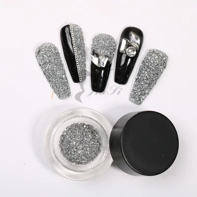 Best Quality Silver Acrylic Glass Glitter Crystals Flash Reflective Nail Art Diamond Rhinestones Powder