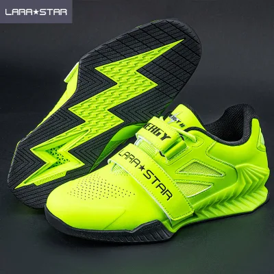 LS1035 Custom Squat Shoes Professional Wide Sole High Heel Squat Shoe Black Green Color