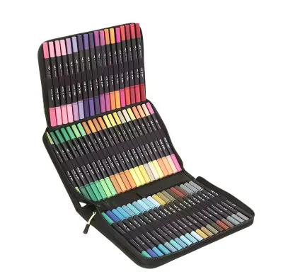 Glitter 60 Colors Watercolor Double Ended Painting Pen Dual Tip Brush Pen for Outline Drawing Calligraphy