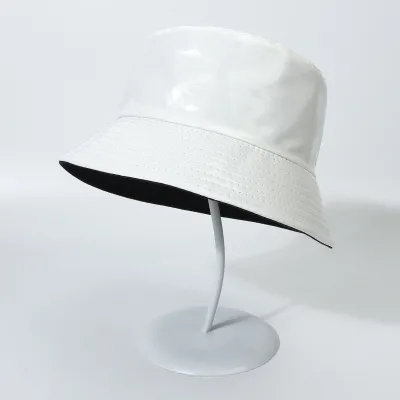 The New Style of Bright Leather Color Double-sided Fisherman Hat Outdoor Sunscreen Sunshade Basin Hat Foldable Travel Hat