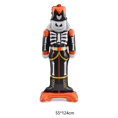 Standing Skeleton Nutcracker Foil Balloon Halloween Home Window Decoration Aluminum Balloon BSCI Certificated