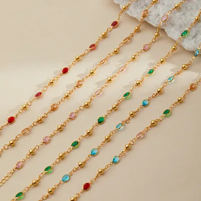 Women's Color-preserving Niche Anklet Bohemian-style Seaside Vacation Foot Chain Copper Plated Glass Glaze Holiday New Arrival