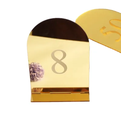 Customized Gold Acrylic Elegant Letterpress Printed Table Numbers Wedding Decoration Holders Restaurant Bag Party