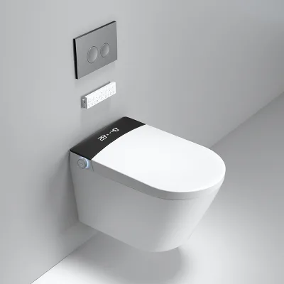 Luxury High-End Smart Toilet with Hidden Water Tank Wall-Mounted and Remote Control Includes Seat Heating Function