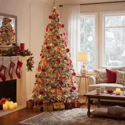 5/6/7FT Christmas Tree Pre-Decorated with Lights Quick Setup Foldable Design for Home/Party/Store Wholesale Holiday Decor