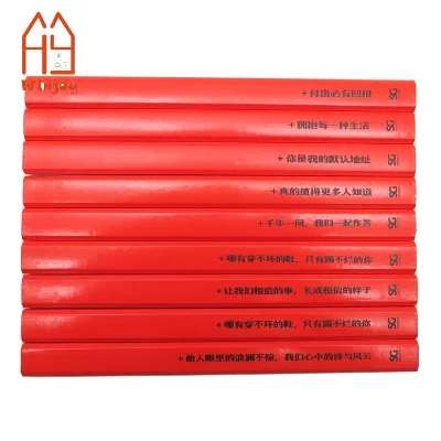 Orange Woodworking Pencil Hot Print Black LOGO Octagonal Shape Promotional Pencil Advertising Carpenter Pencil Low Price