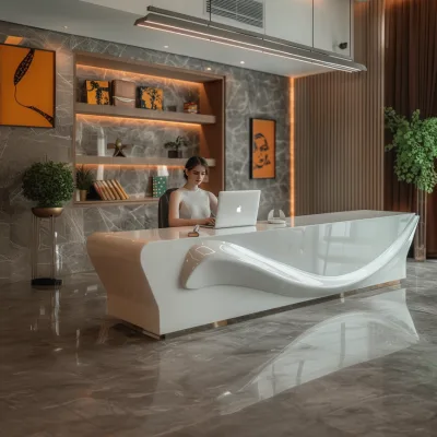 Q002 Modern Office Boss Desk Ceo Working Table Company Enterprise Indoor Decor Furniture Leisure Straight Front Reception Table