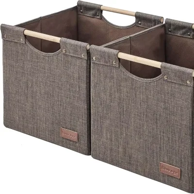 2-Piece Wooden Handle Storage Cubes Set 10-20L Capacity Flexible Design for Kallax Shelves Living Rooms Bedrooms Clothes