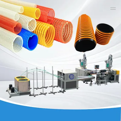 1-6 Inch Large Diameter PVC Spiral Hose Production Line Turnkey Project PLC Controlled Pump Motor Suction Pipe Machine Overseas