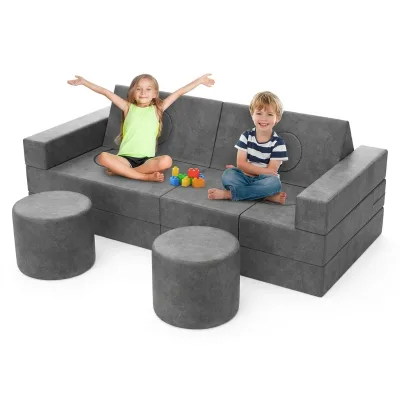Custom-Made Modular Kids Play Couch Nugget Play Couch for Children Convertible Foam Couch Building Block Sofa for Kids