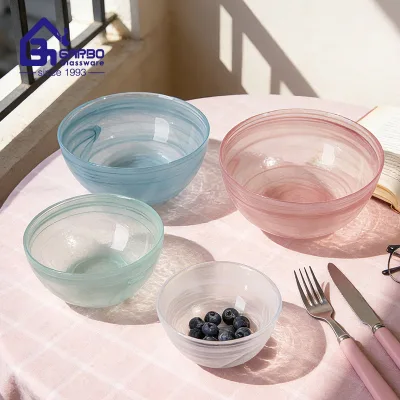 Colorful Glass Bowls with Cloud-ink Design Wholesale Glassware Factory Supply Gifts Decoration for Home Restaurant Tableware