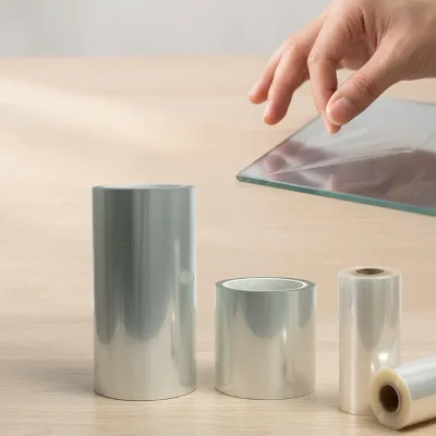 Stick Low Tack Soft Glossy PET Silicone Film Positionable Adhesive Repositionable for Precise Alignment on Glass Cutting Table