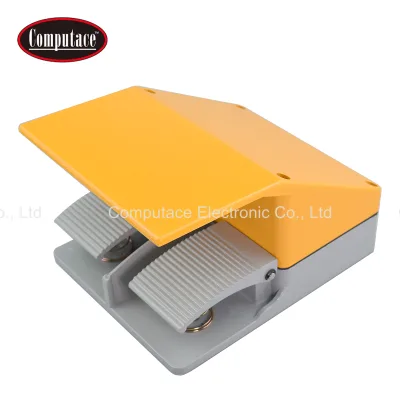FS-502-2 Dual Foot Switch 10A 220V/380V AC Heavy Duty Metal Foot Pedal Control with Protective Guard for Industrial Machine