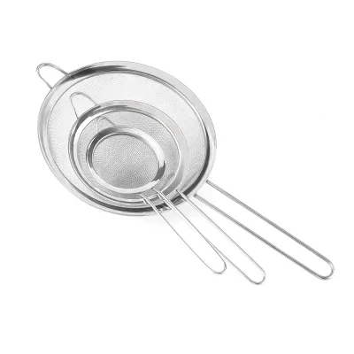 Premium Set of 3 Filter Strainers Fine Mesh Kitchen Stainless Steel Strainer Mesh