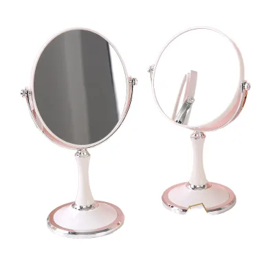 Personalized Desktop Tabletop Makeup Cosmetic Mirror Vintage Double-Sided Rotating White Mirror