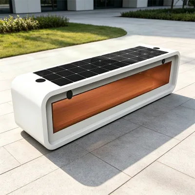 Modern Outdoor Solar Bench Solar Seat Multiple Charging Ports Weather Resistant for Campus Scenic Area