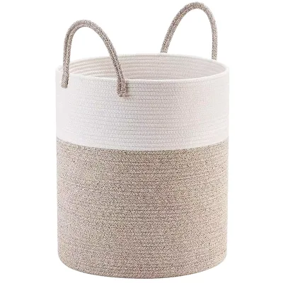 Cozy Storage Basket Dirty Clothes Toys Woven Basket Storage Bin Cotton Rope Organizer Woven Christmas Desktop Storage Basket