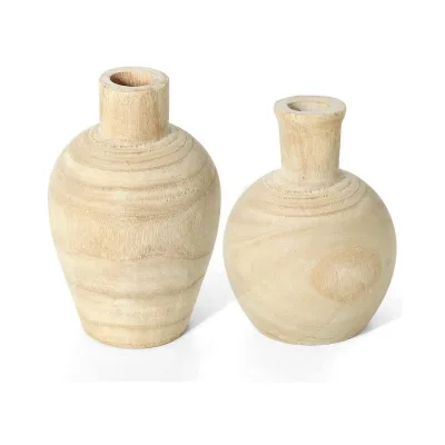 2024 Factory Offer Living Room Table Solid Wood Ware Flower Bottle Ornament Decoration Wooden Vase