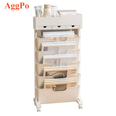 6 Tier Book Rack Storage Bookshelf, Movable Unique Bookcase, Utility Organizer Bookshelves for Kids Students Study