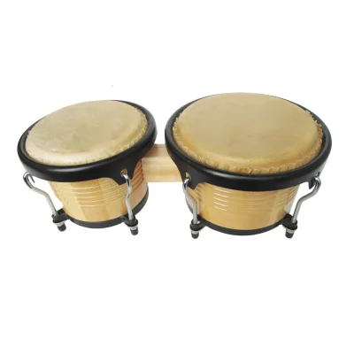 High Quality Log Color Bongo Drum 7+9 Inch   Hand African Drum Percussion Bongo Drummer Beat  7+9 Bongo Drum with Rack