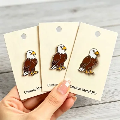 Professional Factory Personalized Logo 3D Embossed Soft Enamel Badge Bald Eagle Pins for Promotional Events No MOQ