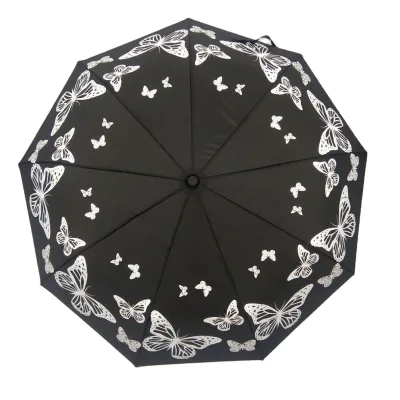 China Umbrella Manufacture Sale Windproof Custom logo Tuuci 3 Fold Umbrella Change Color Umbrella for Paraguas