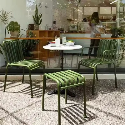 Modern Simple Wrought Iron Outdoor Dining Table Chair Set for Hotel for Small Courtyards Balconies Open-Air Leisure