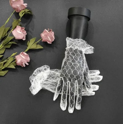 Wholesale White Lace Mesh Bridal Gloves Fine Workmanship Wedding Dress Lace Banquet Gloves for Weddings Parties Evening Events