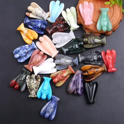 Wholesale Crystal Angels Natural Quartz Carved Crystal 1.5 2 Inch Stone Angels Crystal Angel