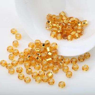 Wholesale 3Mm 4Mm Large Package 450g Glass Beads Silver-Filled Square Hole Golden Silver Mixed Lampwork Crystal Beads