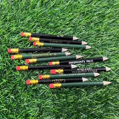 Custom Golf Pencils Cheap Bulk Mini Golf Pencil Small Golf Bulk 2 Pencils Customized Logo Printed 3.5" Round/hexagon Pencil