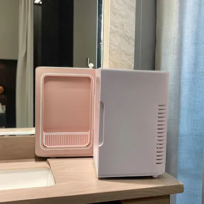 Mini Pink Electric Compact Refrigerator Mirrored Door Thermoelectric Cooling Warming Function for Personal Beauty Hotel Use