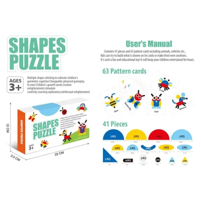 Montessori Wooden Shape Puzzles DIY Toys for Preschool Education Travel-friendly Board Games for Kids