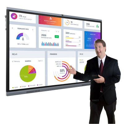 Multipurpose 75 Inch Interactive Display Touch Screen Board Wireless Screen Sharing for School University Conference Room
